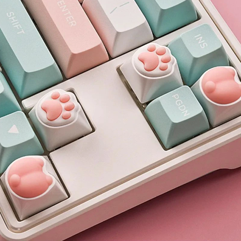 Zifriend Gato Bonito Pata Keycaps para Teclado Mecânico Cherry mx Switch Faça Você Mesmo Custom Key Cap Keycup Abs Macio Cor Rosa Artesão 60 Perfil Oem Chaveiro de Gato Fofo Confortável e Descompressivo - Imagem 3