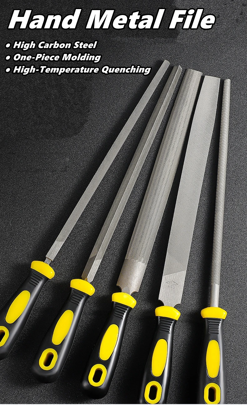 6/8/10 Zoll Hochkarbon-Stahlfeilen-Set Flach/Rund/Halbrund/Dreieckig/Quadratisch für Metallbearbeitung Holzbearbeitung Stahlraspelfeile Flach – Detail 1