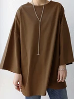 ZANZEA Spring Fashion Solid Tops Women Long Sleeve Loose Blouse Female Work OL Blusas Shirt Casual Tunic Pullover Chemise 2024 - Image 3