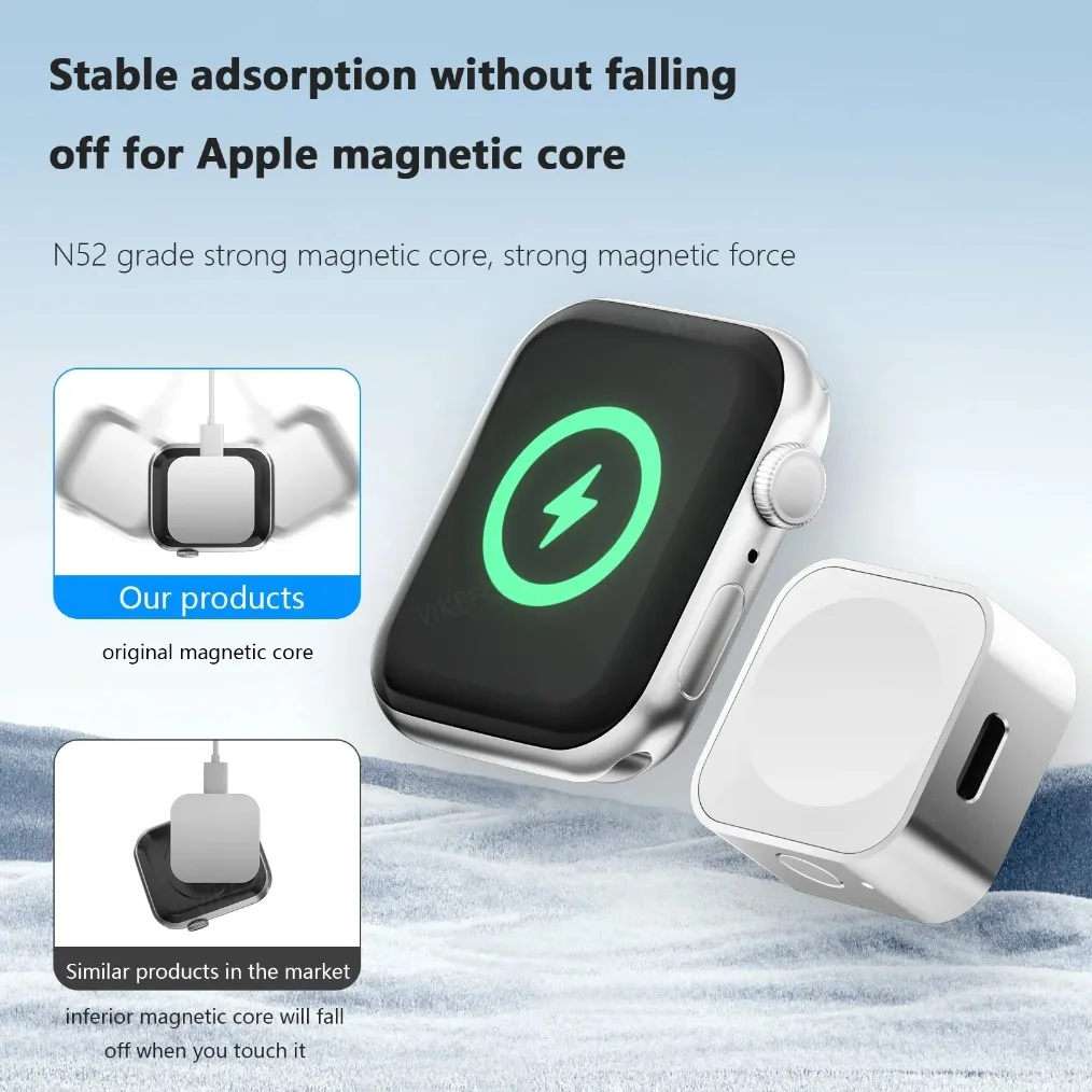 Magnetic Smart Watch Wireless Charger 500mAh Power Bank for Apple Watch Series 11 10 9 8 7 6 5 4 3 Ultra 2 SE Fast Charging Dock