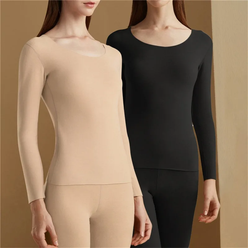 Women traceless thermal underwear set unisex intimate pajamas ultra-thin winter constant temperature long sleeve lingerie 2 pcs