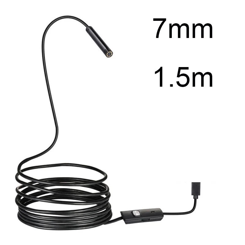 Mini Endoscope Camera Waterproof Endoscope Borescope Adjustable Soft Wire 6 LEDS 5.5/7mm AndroidType-C USB Camea for Car 