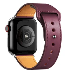 Premium Leather Wristband for Smartwatches - Elegant Bracelet Strap (Wine red 10)