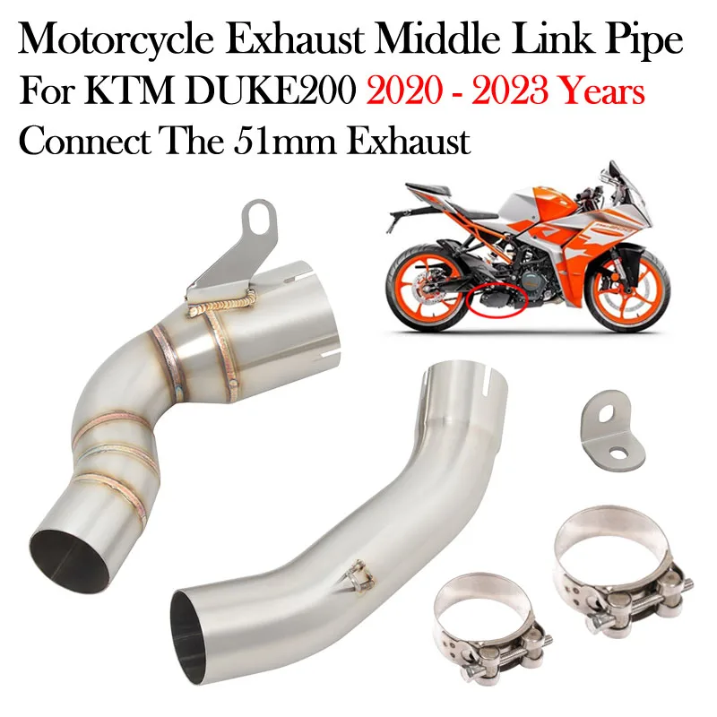 Slip On For KTM DUKE 200 DUKE200 2020 2021 2022 2023 Motorcycle Exhaust Middle Link Pipe 51mm Muffler Modify Escape Moto Systems