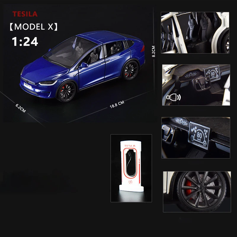 1:24 Model X Model Y Model 3 Alloy Die Cast Toy Car Model Sound and Light Children's Toy Collectibles Birthday gift 3