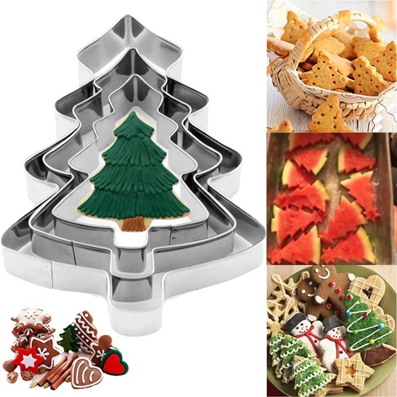 Cookie Cutters 3D Stainless Steel Christmas Tree Mold 3pcs/Set