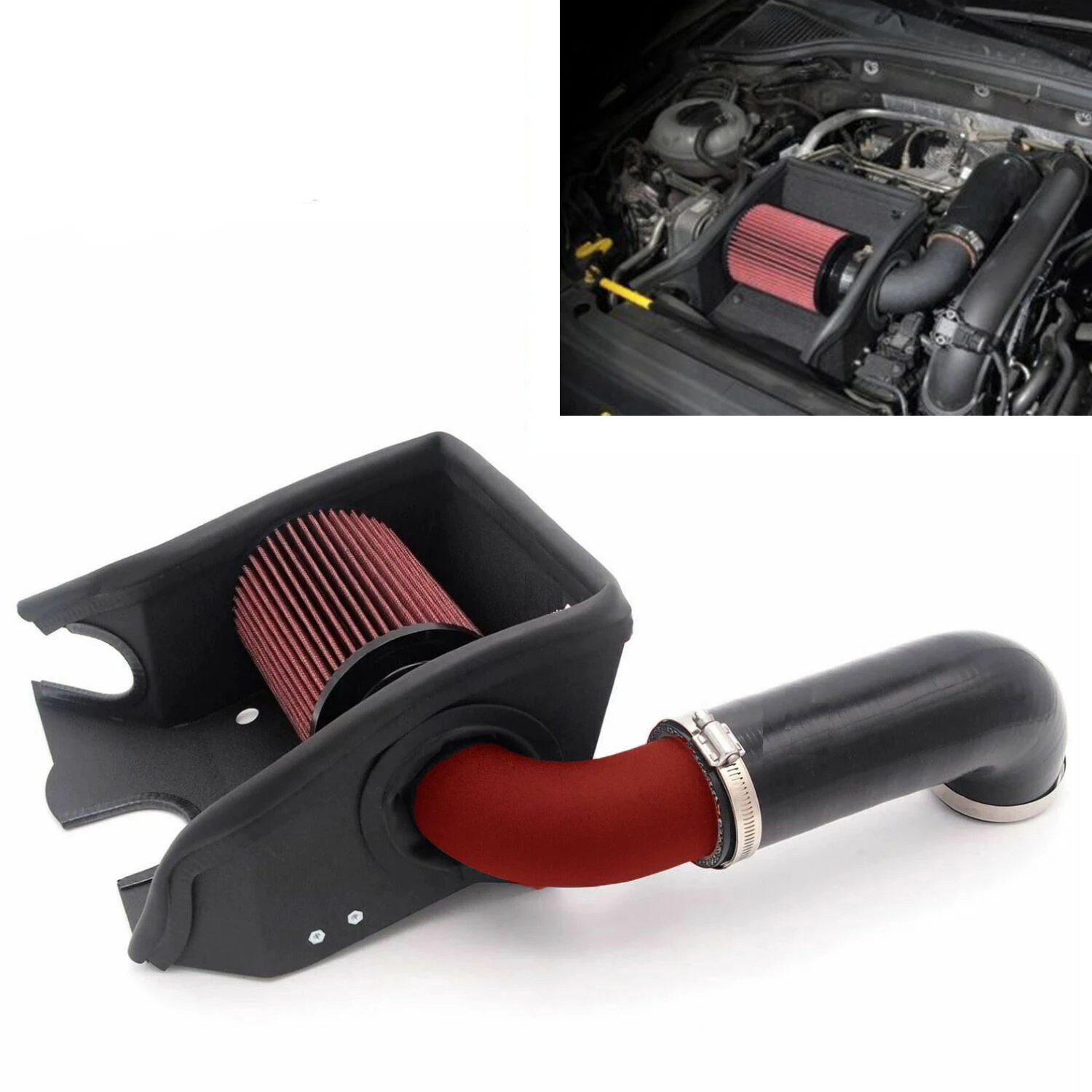 Aluminum Air Intake Induction Pipe + Heat Shield Filter For Golf Mk7