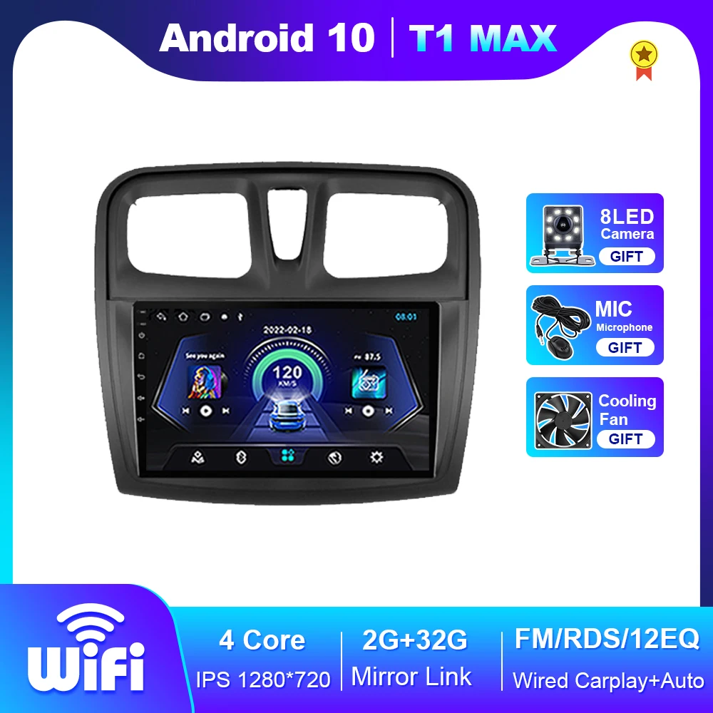 Kaufe WiFi Autoradio Multimedia Video Player für Renault Logan 2 Sandero 2  2014-2019 2 Din GPS Navigation Stereo Carplay 2 + 32 GB