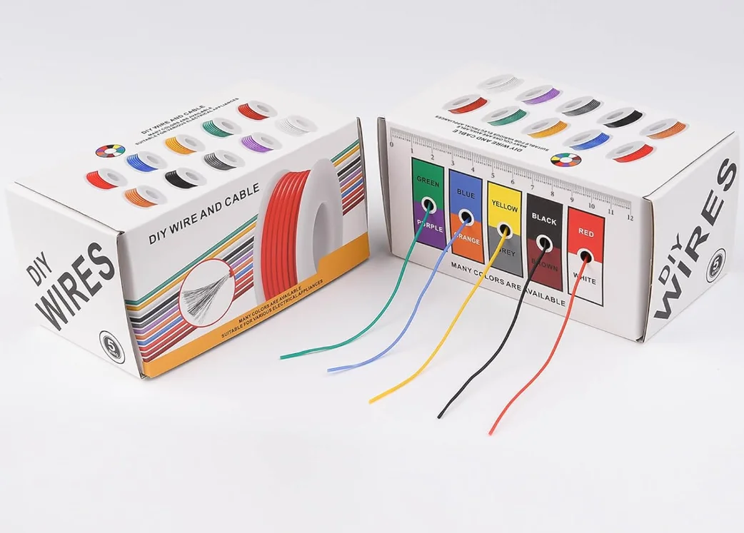 28 awg/0,08 mm² Litzen draht DIY Boxed verzinnt Kupfer flexibles Silikon Verbindungs kabel 5 Farben 10m/32,8 ft/10m Auto/Haus/Netz kabel – Detail 7