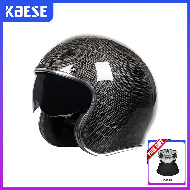 

Carbon Fiber Helmet DOT Approved Open Face Helmet for Motorcycle Jet Helmets Men Women Four Seasons German Style 3/4 Helmets