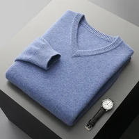 Men Sweater V-Collar Pullover Business Affairs Knitted Sweater Autumn And Winter New Long-Sleeved High-End Soft Comfortable Tops 2