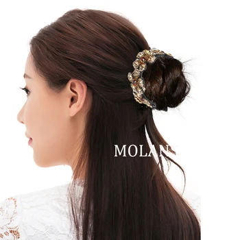 Molans Crystal Rhinestone Hair Claws for Women Flower Hair Clips Barrettes Crab Ponytail Holder Hairpins Bands Hair Accessories 4