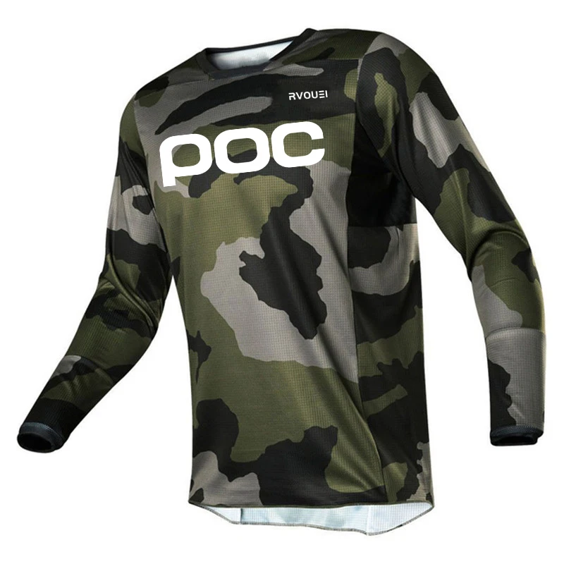 Rvouei Poc Enduro Motocross Traje de Descenso Bmx Mountain Bike Camisetas Transpirables Mountain Enduro Jersey de Secado Rápido Maillot Ciclismo