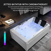 72" x 48" Whirlpool Tub 2 Person Jetted Bathtub Hydro Massage Chromatherapy ETL Certified 3 Sided Apron Acrylic 1125 Watt 2