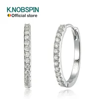 KNOBSPIN D VVS1 Hoop Moissanite Earrings for Women GRA Certified Brilliant Diamond Solid s925 Silver Plated 18k Wedding Earring
