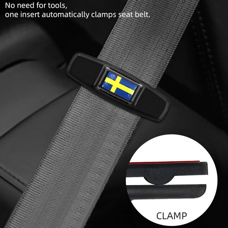 Sweden Flag Emblem Car Safety Belt Buckle Car Styling Safety Stopper Belt Clips Adjusting Clip Tension Adjuster for Volvo XC60