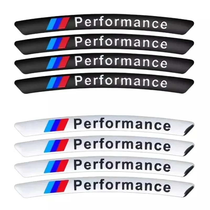 4개 자동차 휠 허브 엣지 스티커 자동차 엠블럼 장식 BMW M 파워 퍼포먼스 F10 F31 E36 E39 E87 E90 X3 X5 M3 M5 X1 X3 X5 용