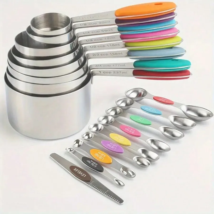 Cups And Spoons Set, Cups, Spoons, Spoons, Kitchen Supplies, Kitchen Gadg