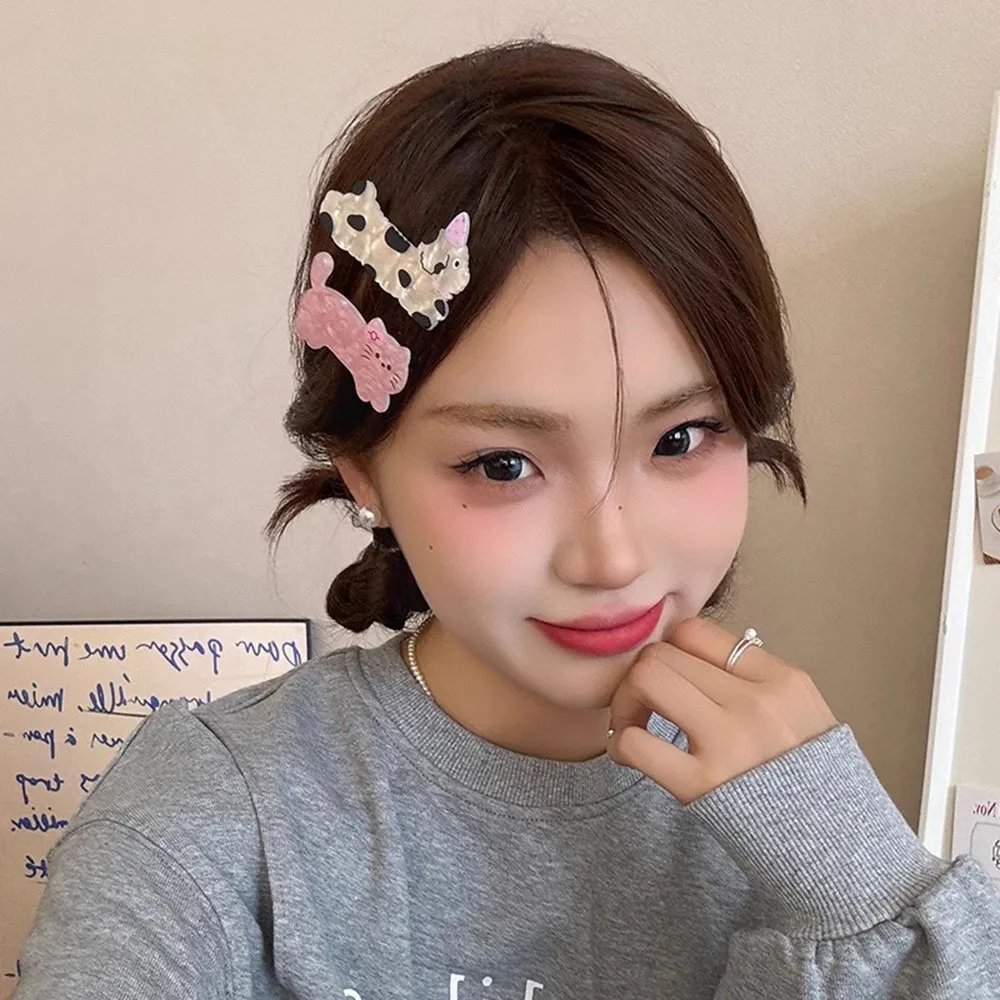 Cartoon Cute Puppy Headwear kitty Hair Clip Acrylic Christmas Hairpins Sweet Animal Bangs Clip For Girls Hair Accessories 3