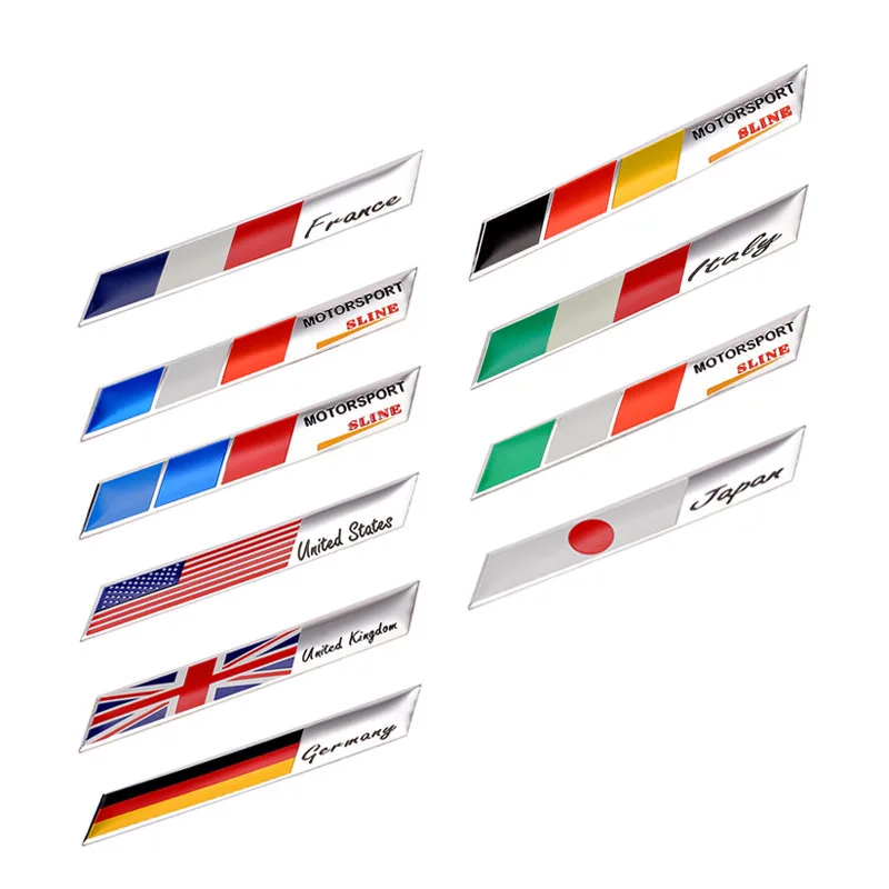 Car National Flag Insignia Of Metal Italia Germania Usa Giappone Uk Body Sticker Tail Sticker Fender Side Sticker Per Bmw Audi Ben Et