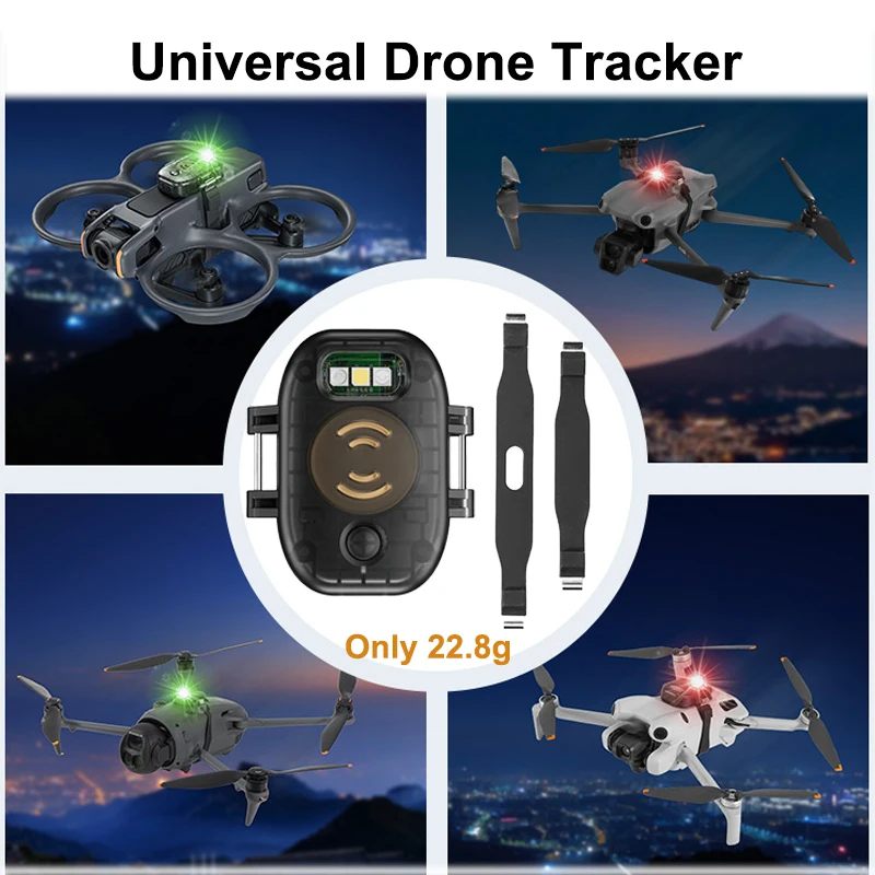Alarma sonora luminosa para dron 120dB + LED 120 lúmenes, batería USB-C
