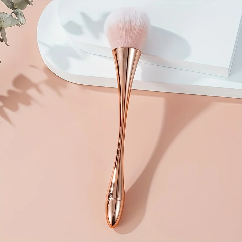Rose Golden Fan Makeup Brush,Cosmetic Brush Loose Powder Brush ,Highlighting Brush Blush Brush-Soft Hair Makeup Fixing 2