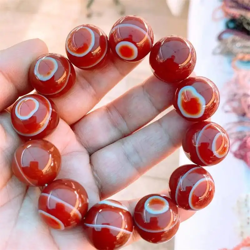 Pulsera de ágata roja Natural para mujer, cristal Reiki, curación, piedra Fengshui, joyería bonita, regalo para mujer, 1 piezas