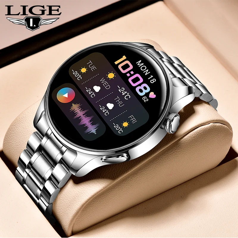 

LIGE Smart Watch Men Full Touch Screen Smartwatch Bluetooth Call Waterproof Smart Activity Trackers Women for Android IOS Reloj