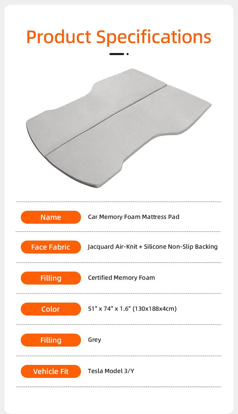 For Tesla Model Y Juniper 2020-2025 Camping Mattress Memory Sponge Mattress Car