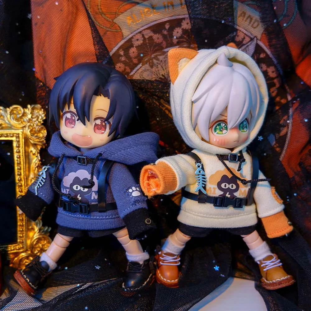 OB11 Doll Cothes Halloween series Set Spliced Long-sleeved Sweater Cute Lightning Cat Hat For Molly GSC YMY P9Body 1/12 UF Doll 5