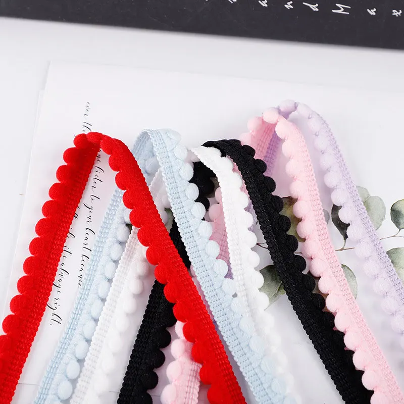 Mini Pom Pom Ball Fringe Ribbon Lace Trim for DIY Sewing and Home Decor - 32 Vibrant Colors