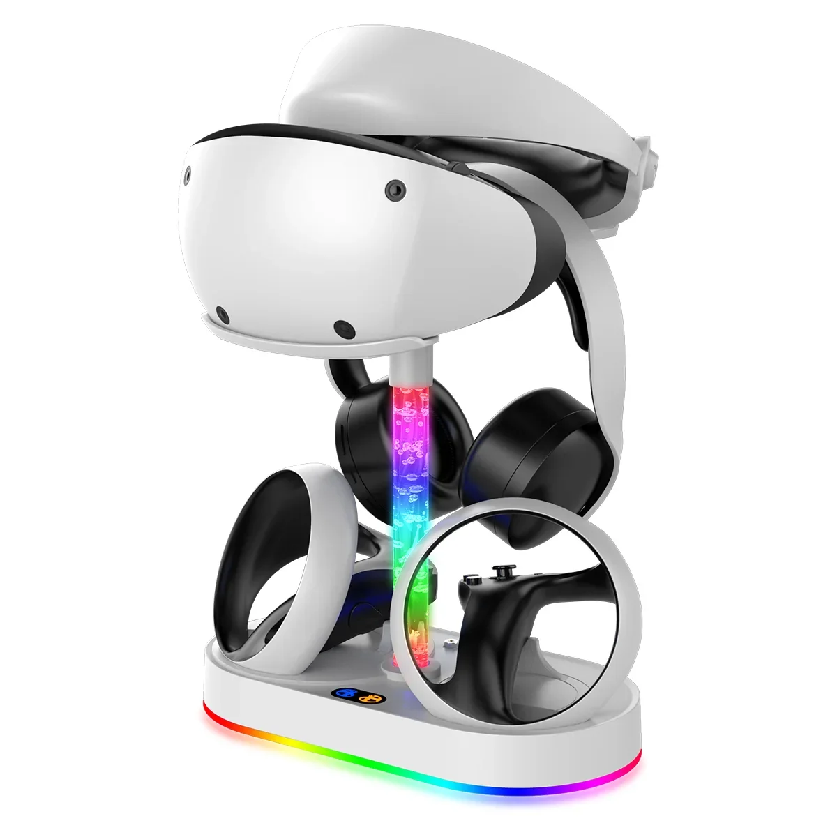 Multi-Functional Charging Station P5V001S for PS VR2 with Dual Controller Charger,RGB Light,4 Magnetic Adapters & Storage Rack