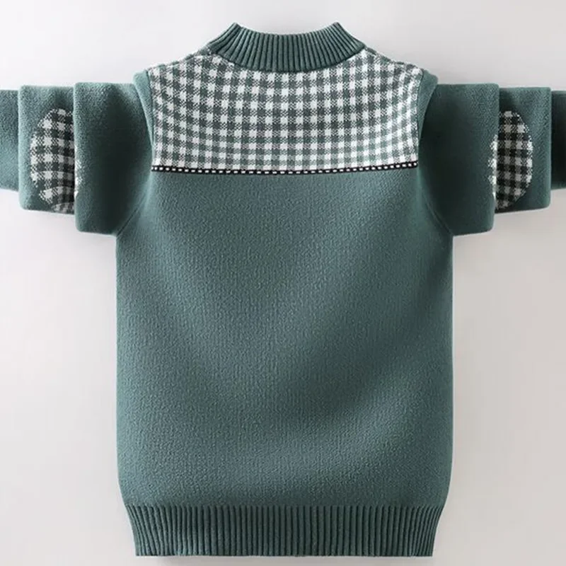 

Boys Sweater Autumn Winter Children Pullovers for Boys Knitted Warm Tops Teenage Clothes Fashion Color Patchwork Kids Sweaters