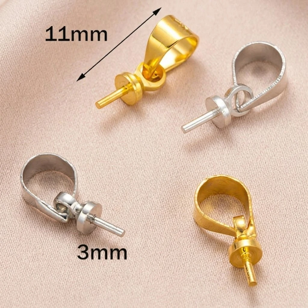 50 Stück 18K vergoldete Messing-Ösenstifte mit Schraubverschluss für halbgebohrte Perlen, Anhänger für Schmuckherstellung und Schmuckzubehör – Detail 1