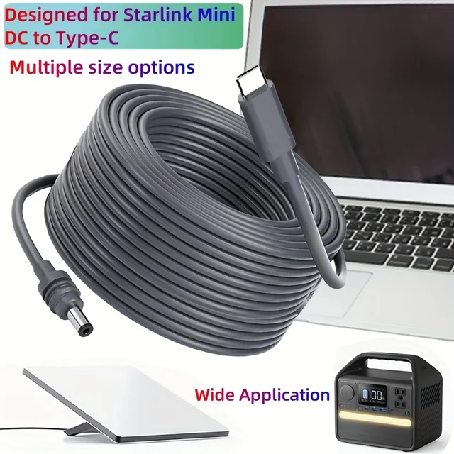 Starlink Mini Cable USB-C to AC Power Adapter 18AWG Fast Charging Cable Compatible with Anker 737 Power Bank