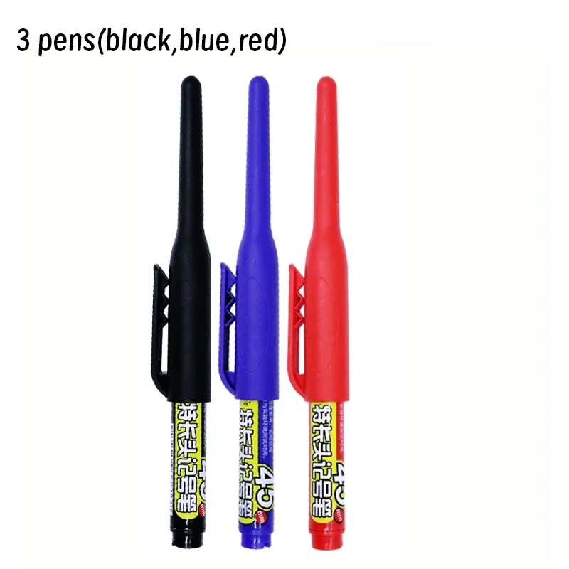 Waterproof Long Nib Deep Hole Marker Pen for Woodworking - Black/Blue/Red Ink