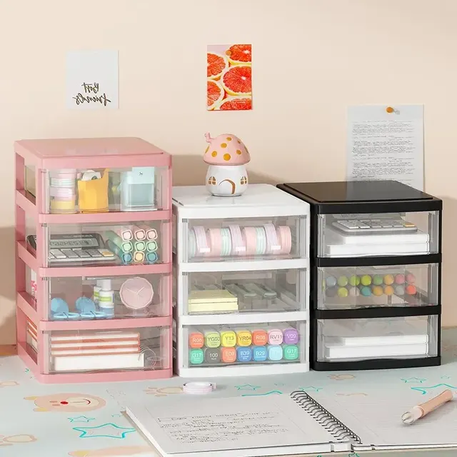 Desktop Storage Box Drawer Type Storage Cabinet Office Desk Storage Box Cosmetics Box Stationery Debris Storage Rack 1
