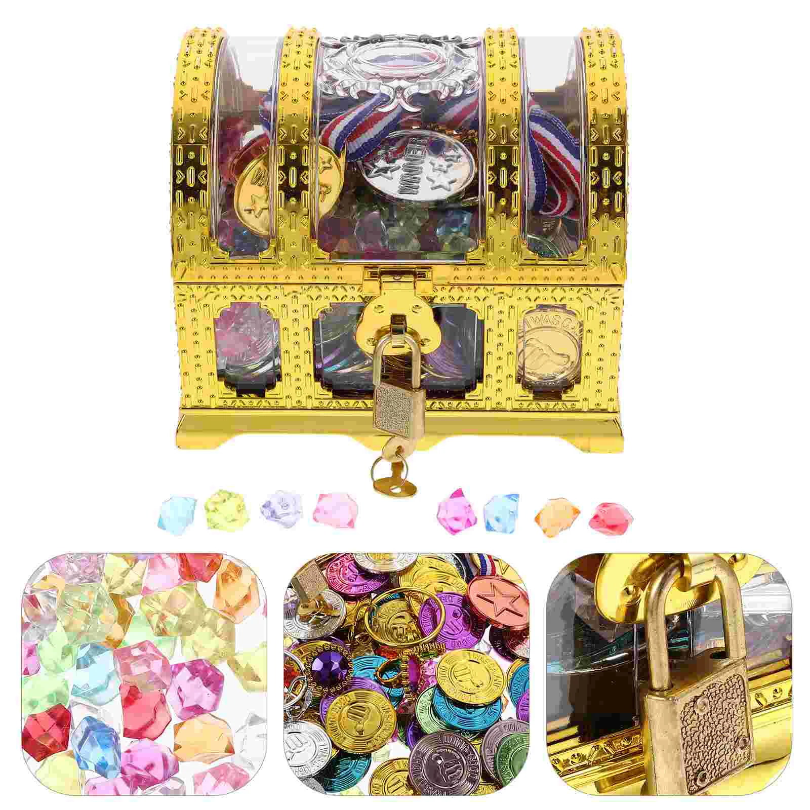 

1 Set Pirate Toys Set Pirate Treasure Gold Coins Children Pirate Plaything