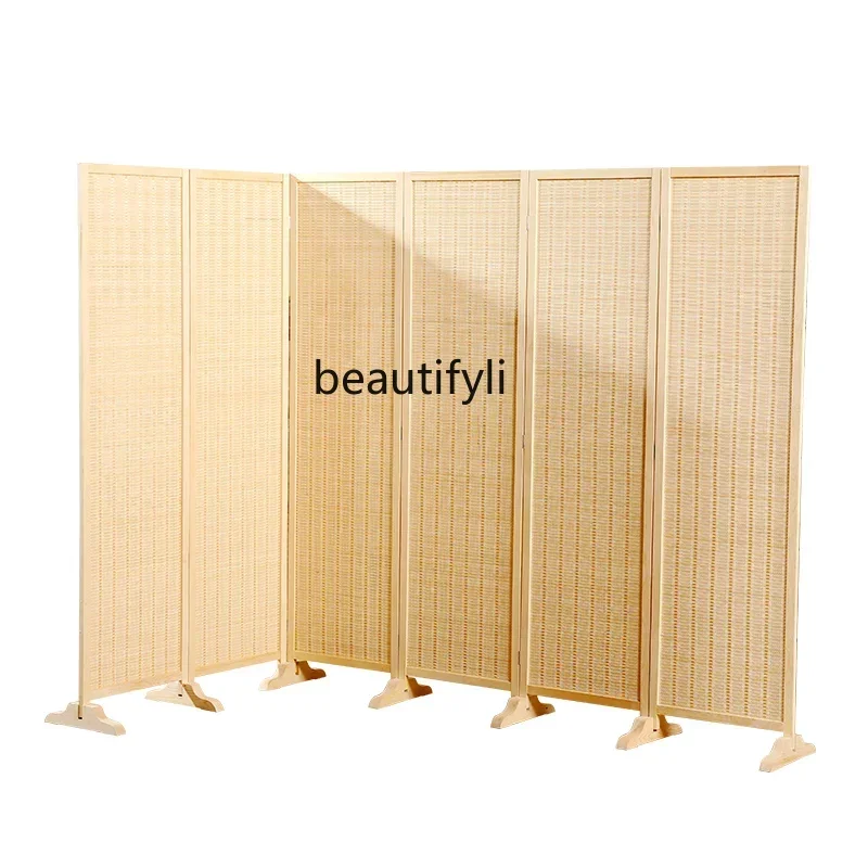 

Solid Wood Bamboo Screen Folding Mobile Partition Simple Modern Living Room Bedroom Covering