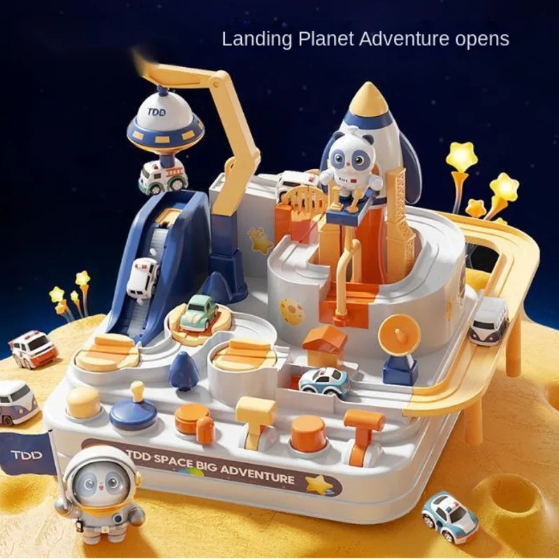 

Игрушки для гоночного автомобиля, железнодорожный трек, детские подарки Монтессори, Интерактивная модель гоночных автомобилей, механическое приключение, игра мозга, новинка