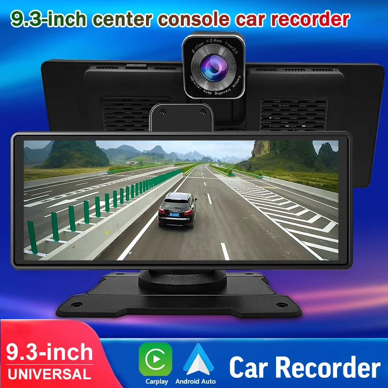 

Ahoudy 9.3 Inch 4K+1080P Dash Cam Wireless Carplay & Android Auto Car TF Card 5G WiFi GPS Navigation HD Rearview Camera
