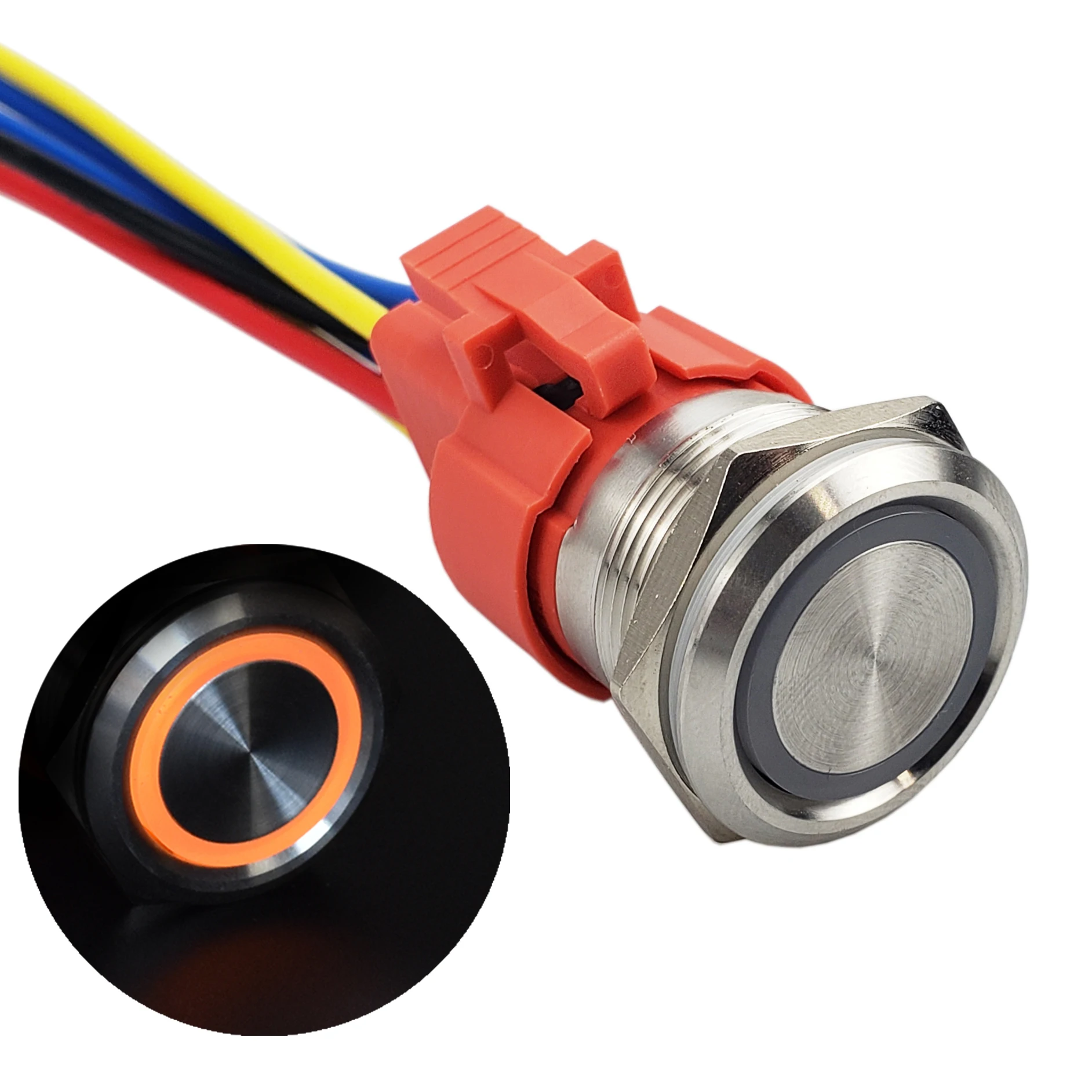 APIELE 10 Amp 22mm Latching Push Button Switch 12V LED Waterproof