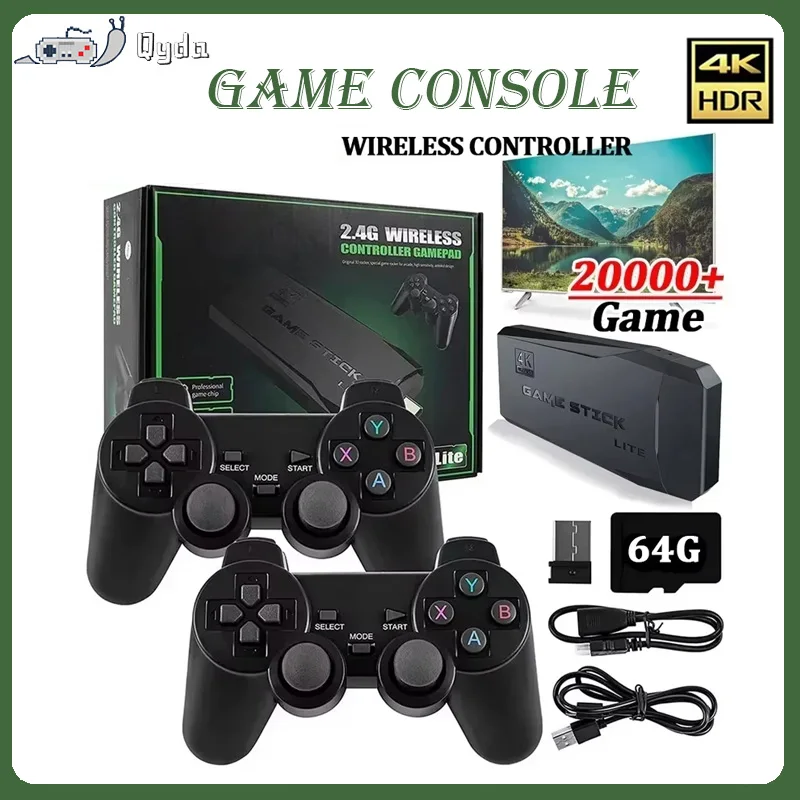 NEW Open source gaming stick M8 host 2.4G dual wireless controller gaming stick 4K 10000 games 64GB retro games Xmas gift