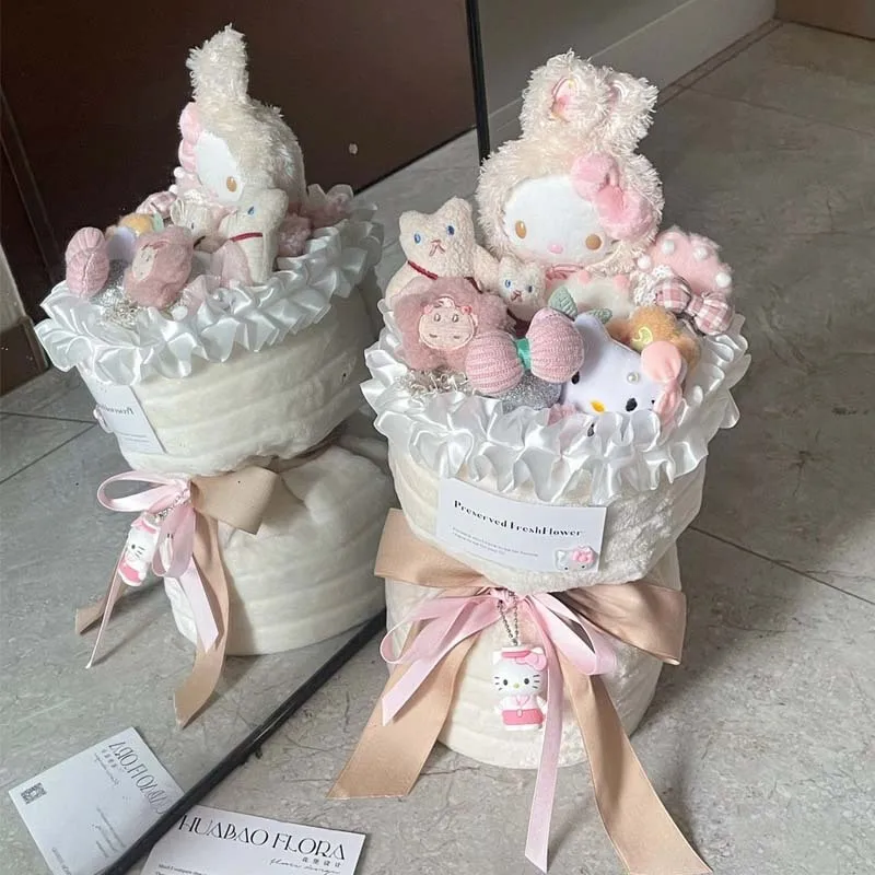 

Hellokitty Kawaii Birthday Gift Creative Plush Doll Cartoon Simulation Flower Bouquet Sent To Girls Practical Valentine'S Day