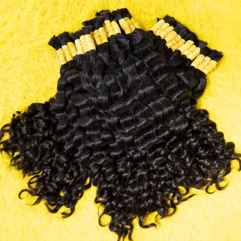 12A Raw Bulk Human Hair Deep Wave For Braiding Deep Wave Burmese Curly No Weft Brazilian Remy Hair Extensions Bundles 100 Grams 1
