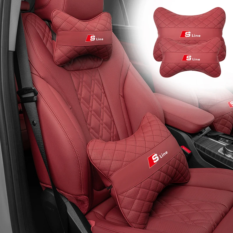 Car Seat Headrest Auto Logo Neck Pillow Lumbar Cushion For Audi Sline S7 S4 S6 SQ5 SQ7 A3 A4 A5 A6 A7 A8L Q3 Q4 Q6 Q