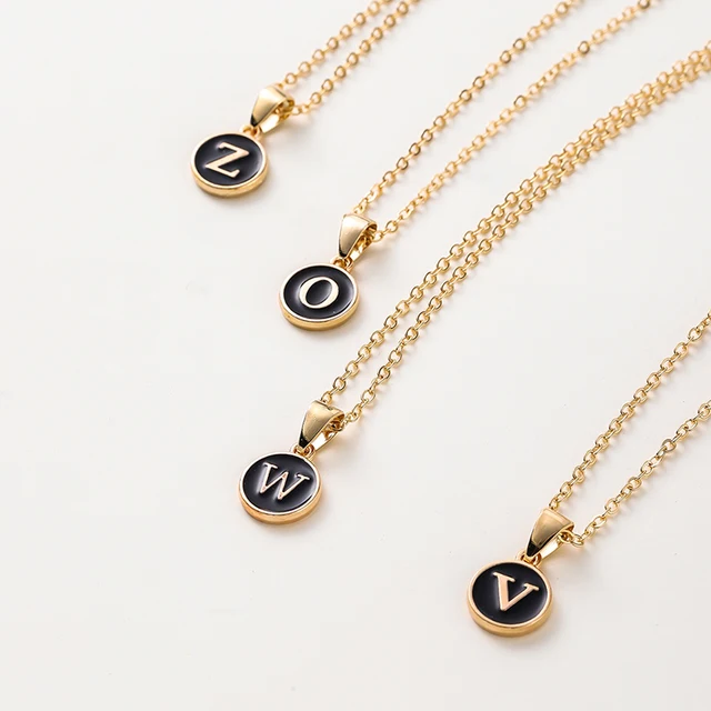 Black Metal English Letter Pendant Personalize Alphabet Pendant Initial A-Z Necklace Choker Chains Jewelry for Women Men 3