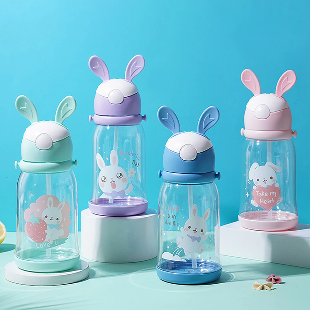 600ml Kids Water Sippy Cup Cute Cartoon Baby Cups With Straws Leakproof Water Bottles for Girls Outdoor Children's Cup BPA Free