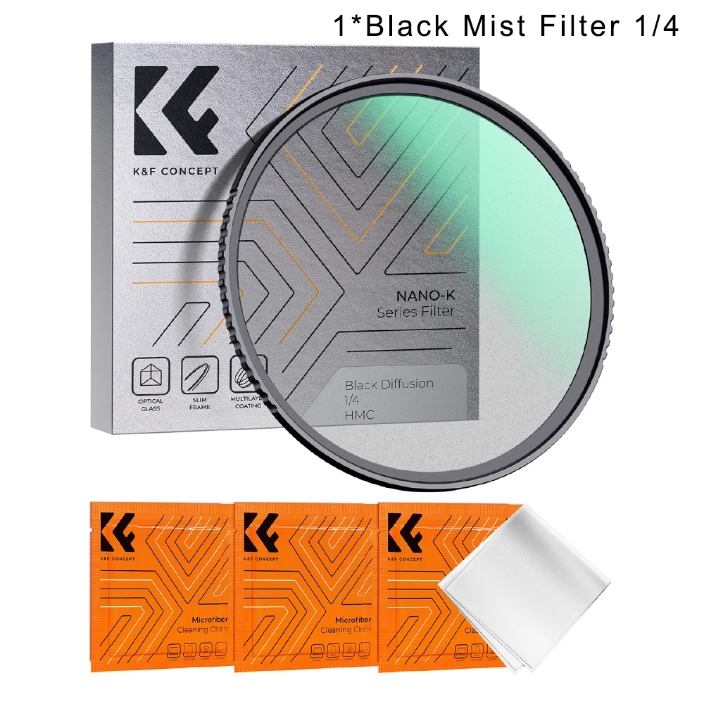 K&F Concept Black Mist Diffusion Filter with Multi Coating 1/4 1/8, 49-82mm
