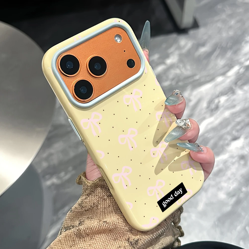 Chic Dopamine Pink Polka Dot Bow Phone Case - Soft Silicone TPU Cover